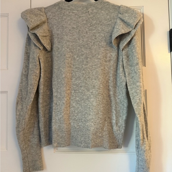 LOFT Light Gray Ruffled Sweater - Picture 2 of 5